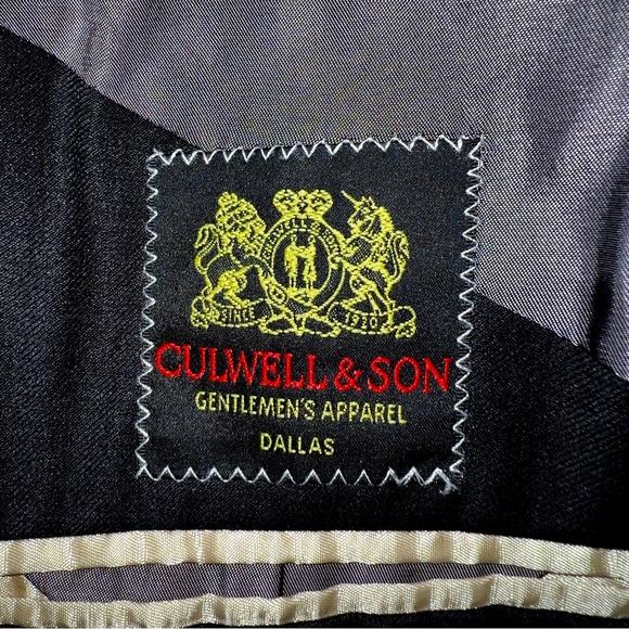 Culwell & Son Gentlemen's Apparel Dallas Texas Black Wool Suit Blazer - Picture 9 of 13